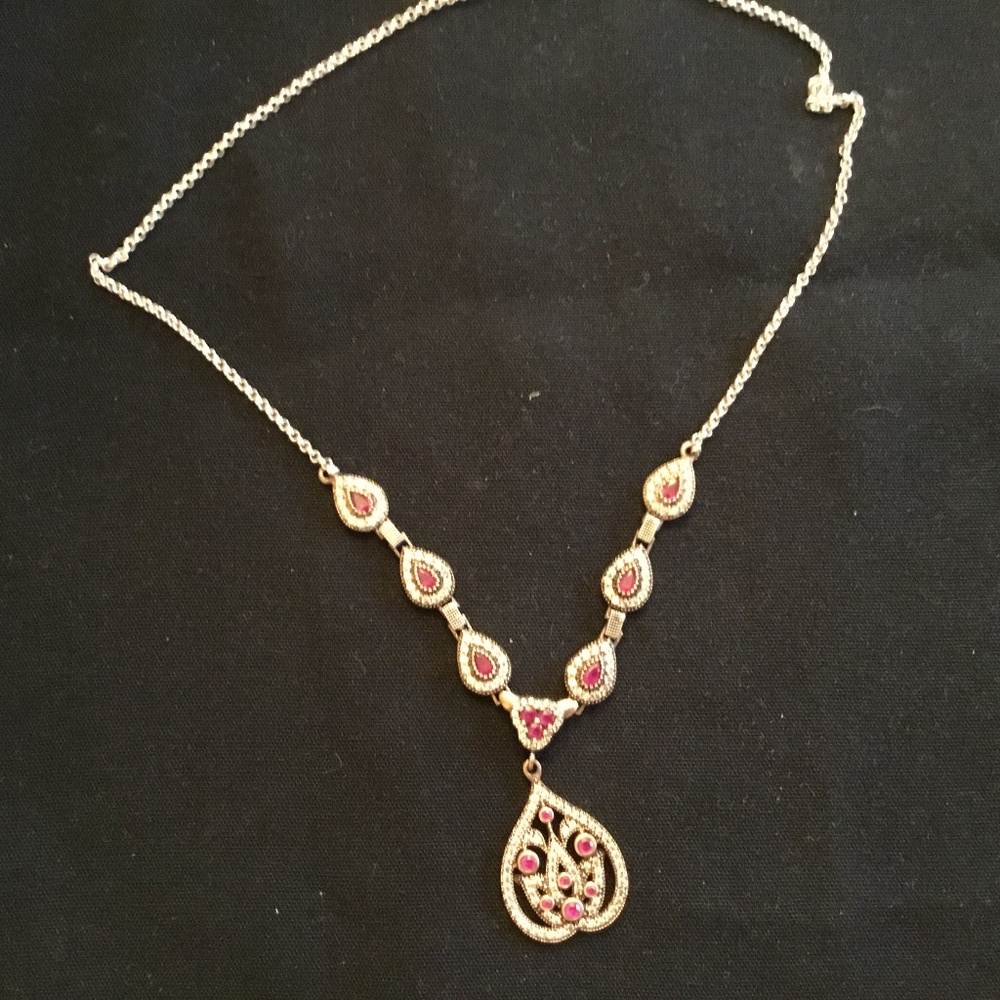 Women’s Beautiful Sterling Silver Ruby Necklace - image 1